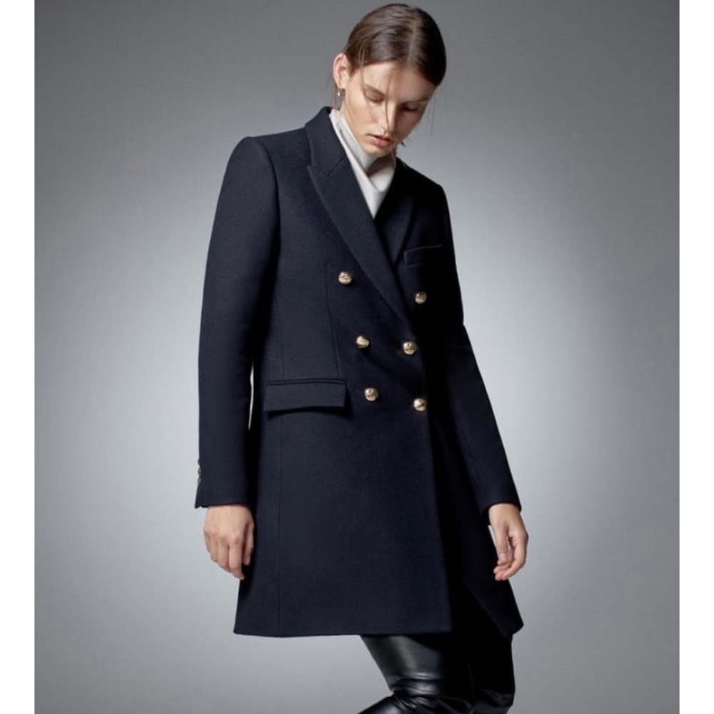 ZARA DOUBLE BREASTED WOOL BLEND COAT